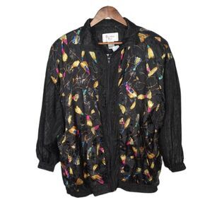 Vintage Carolina Bay Black Colorful Tassle Grandma Core Plus Size Windbreaker 20